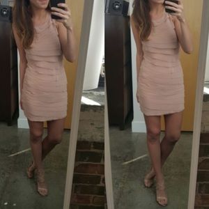 Layered Soft Chiffon Nude/Mauve Bodycon Dress